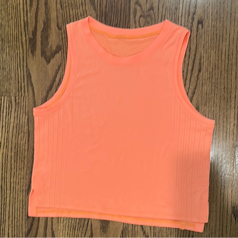 🧡 LULULEMON 🍊 Neon Orange Mesh Tank Size 4 EXCELLENT condition
